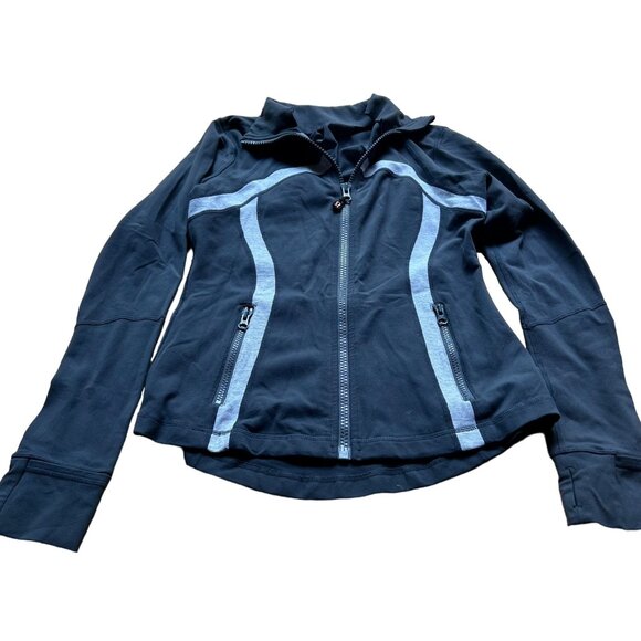 Lululemon Size 8 Black & Gray Long Sleeve Thumbholes Full Zip Luon Define Jacket - Picture 2 of 14